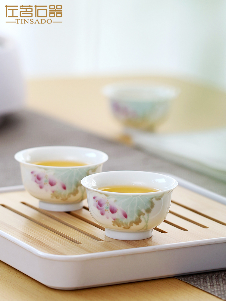 ZuoMing ware jingdezhen tea set porcelain teacup thin foetus right sample tea cup tea master of kung fu tea cup single single CPU