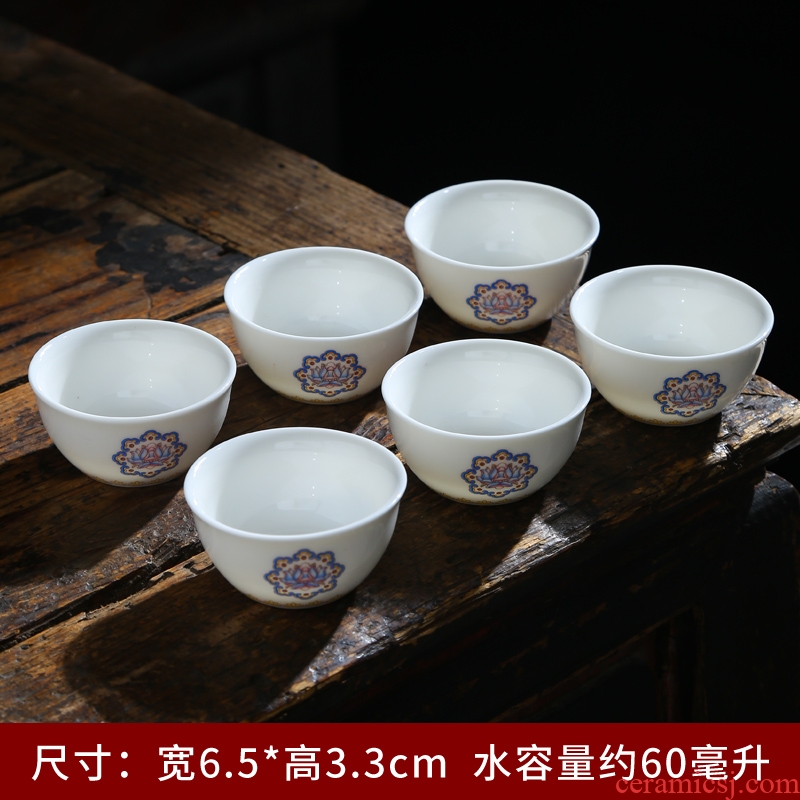 Dehua suet jade white porcelain ceramic masters cup personal cup single CPU kung fu tea cups pu - erh tea cup sample tea cup