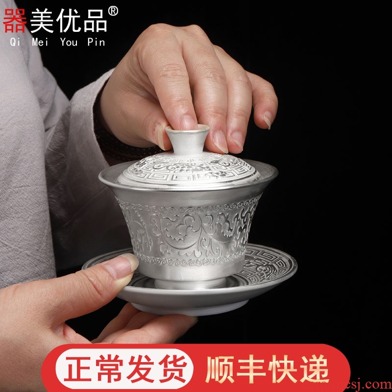 Three to implement the optimal product manual coppering. As silver tureen silver clasp porcelain hand grasp large hot tea cup kung fu tea set home