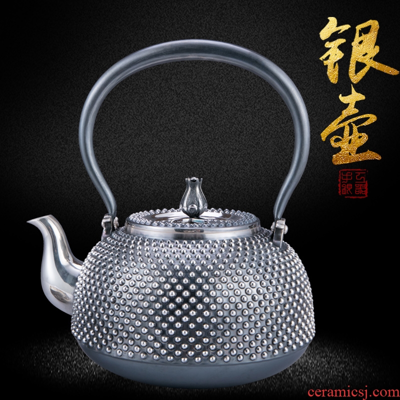 999 Sterling silver, silver pot kettle pure manual electric TaoLu boiling kettle kung fu tea tea teapot large capacity