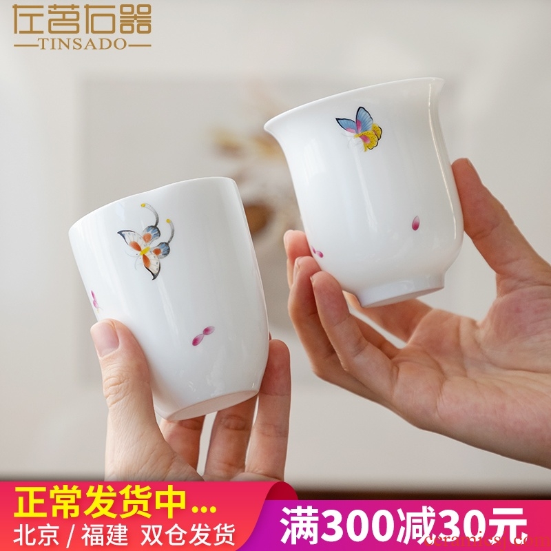 ZuoMing right is white porcelain of jingdezhen checking ceramic cups water cup pig koubei large master cup single cup tea cup