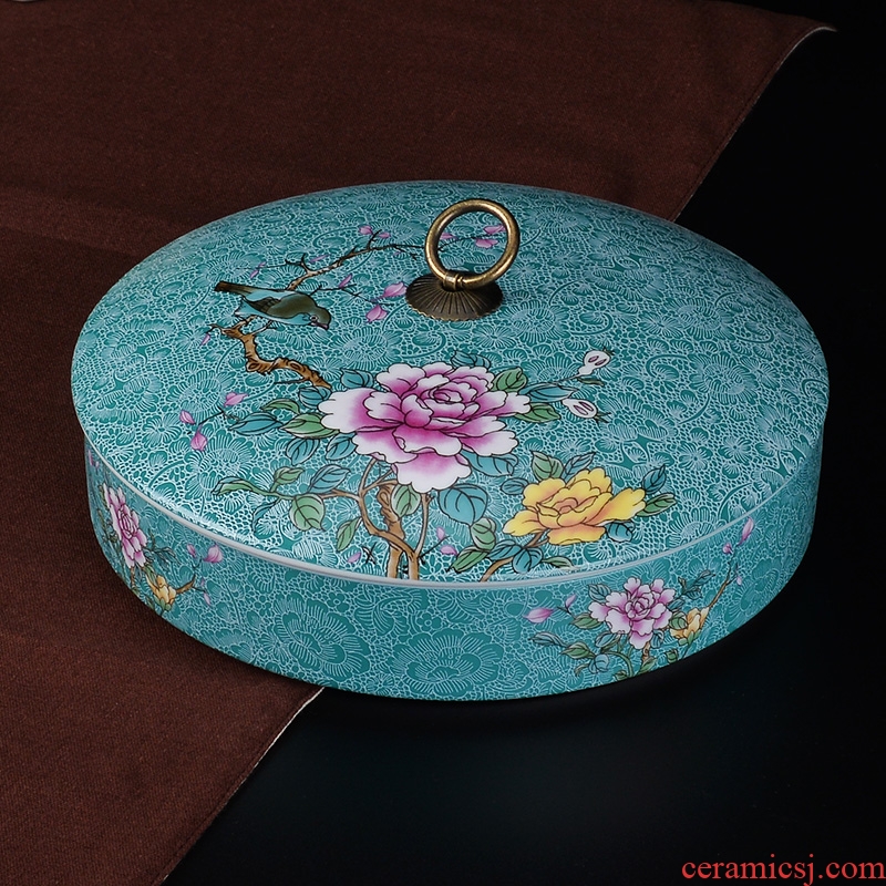 Colored enamel caddy fixings ceramic seal pot large puer tea tea cake box household storage POTS and POTS violet arenaceous