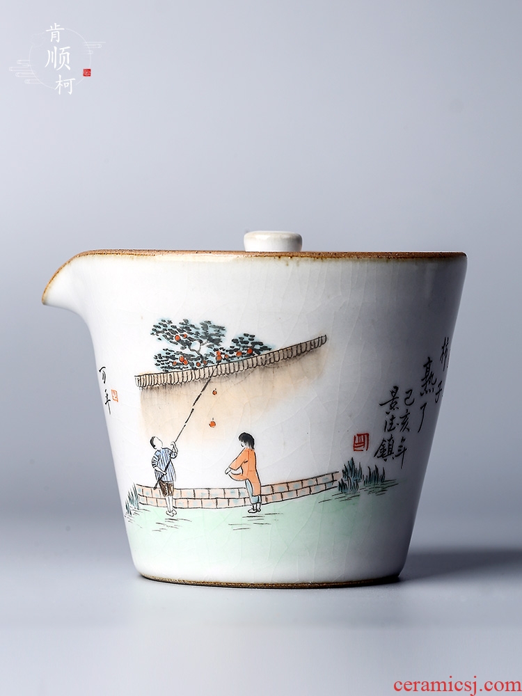 Jingdezhen hand grasp Chinese teapot your up hand - made persimmon ripe tea tureen tea hot kung fu tea bowl
