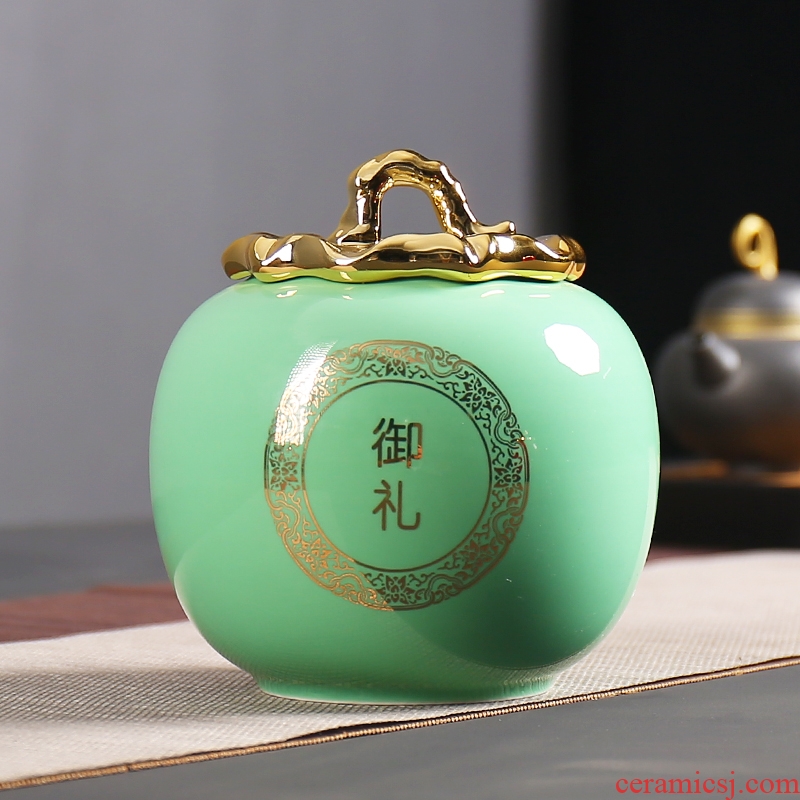 Longquan celadon big yards caddy fixings tea storehouse ceramics half jins of puer tea sealed as cans a large imperial tea pot