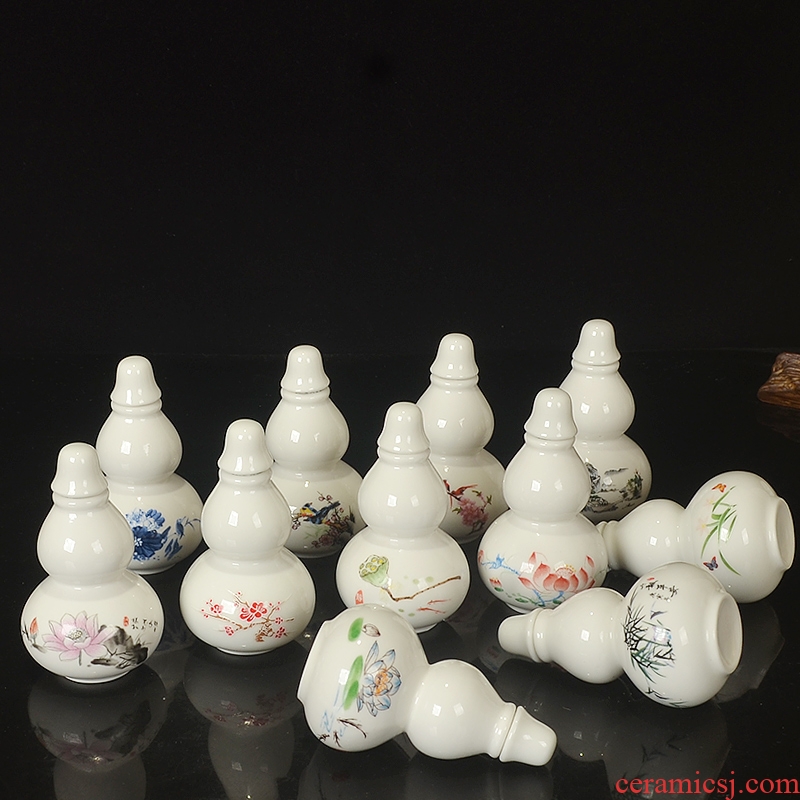 Creative mini white gourd jar ceramic seal POTS pearl powder powder pill capsule bottle small POTS