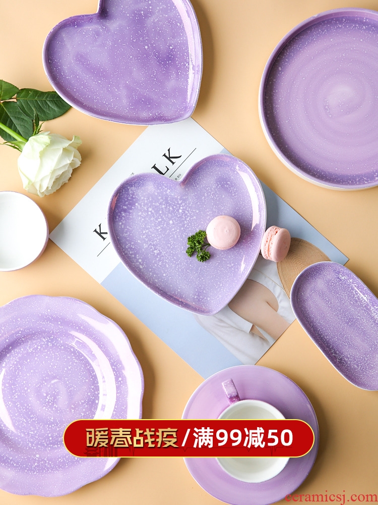Island house violet bine ins in the Nordic idea ceramic tableware dish dish dish flavored coffee cup dish to eat bowl A - 31