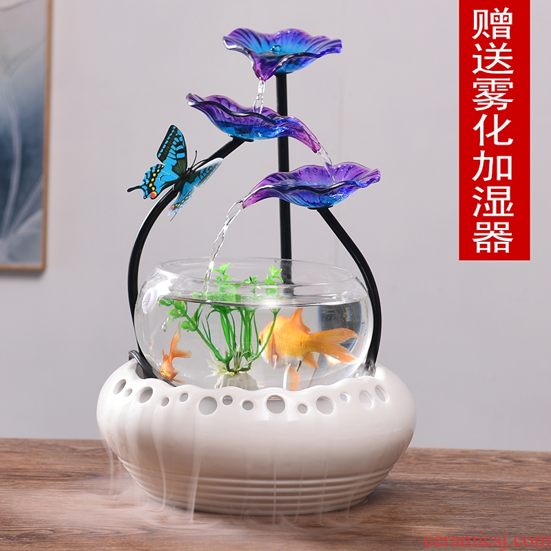 Ceramic circulating water fountain humidifier tank lucky home sitting room and office furnishing articles shops opening gifts