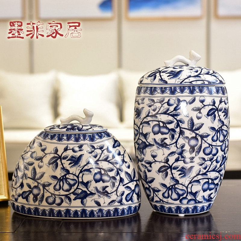 New Chinese style creative furnishing articles receive blue and white porcelain ceramic pot sitting room porch rich ancient frame home decoration decoration