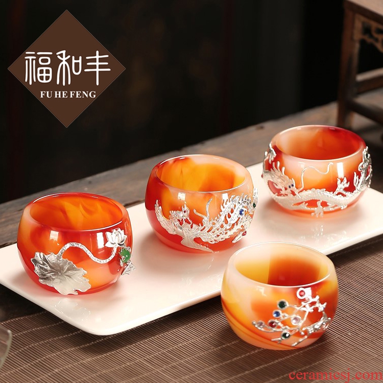 F creative belong up ceramic agate color tea light cup large checking silver white porcelain cup with gift box