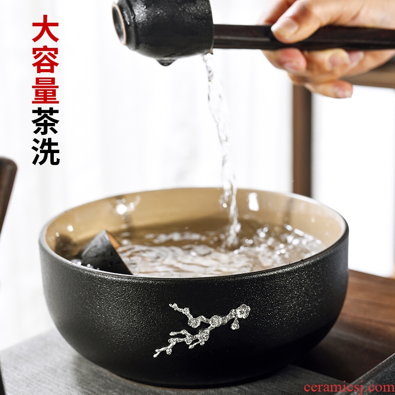 Creative with tin ceramic tea to wash to the Japanese zen XiCha kung fu tea tea accessories cup hot water meng meng cylinder