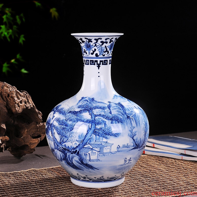 Jingdezhen ceramics vase pure manual embryo hand - made of blue and white porcelain vase decoration craft collection furnishing articles