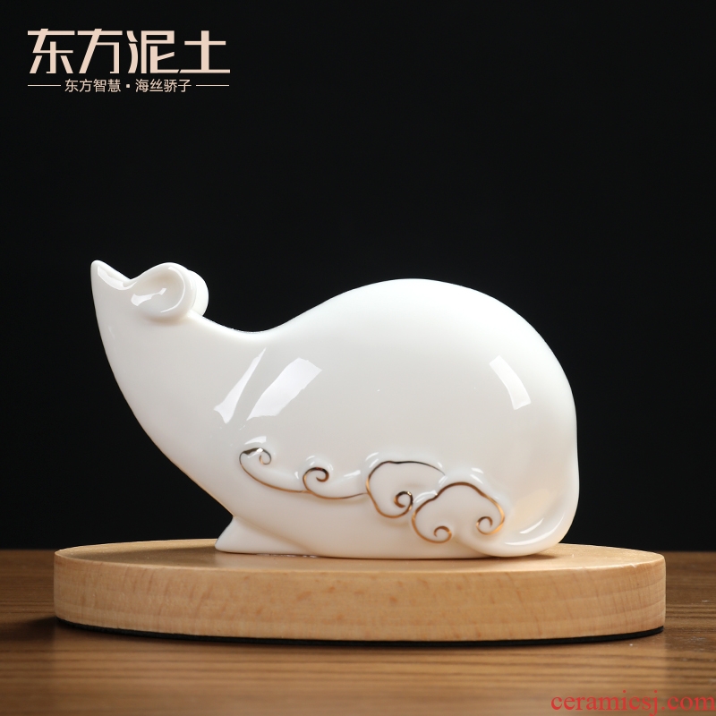 Oriental clay ceramic mascot mouse small place, a 2020 year of the rat New year gifts/cloud a night light