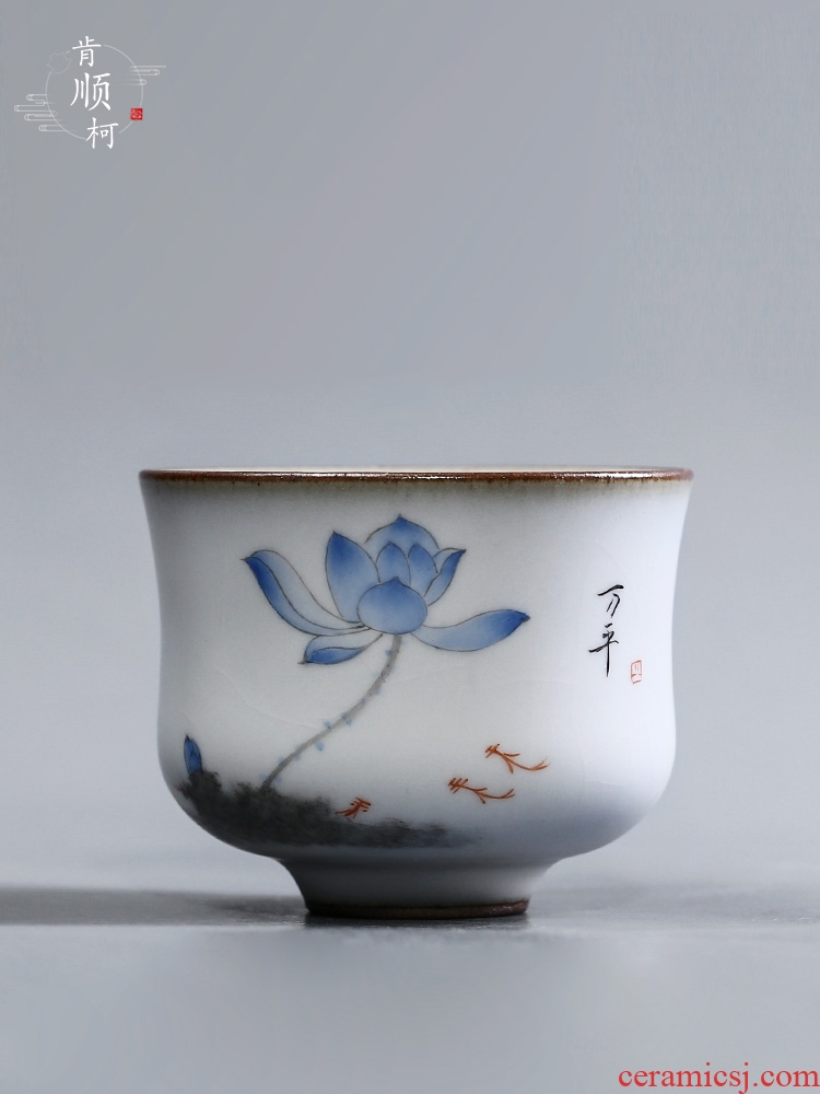 Your up master kung fu tea cup hand - made lotus rhyme fish le sample tea cup of jingdezhen ceramic cup of pure checking out the tea