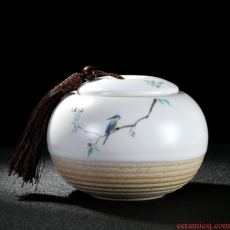 Inferior smooth white celadon hand - made ceramic tea caddy fixings kingfisher tea bucket sealing tank size storage tanks