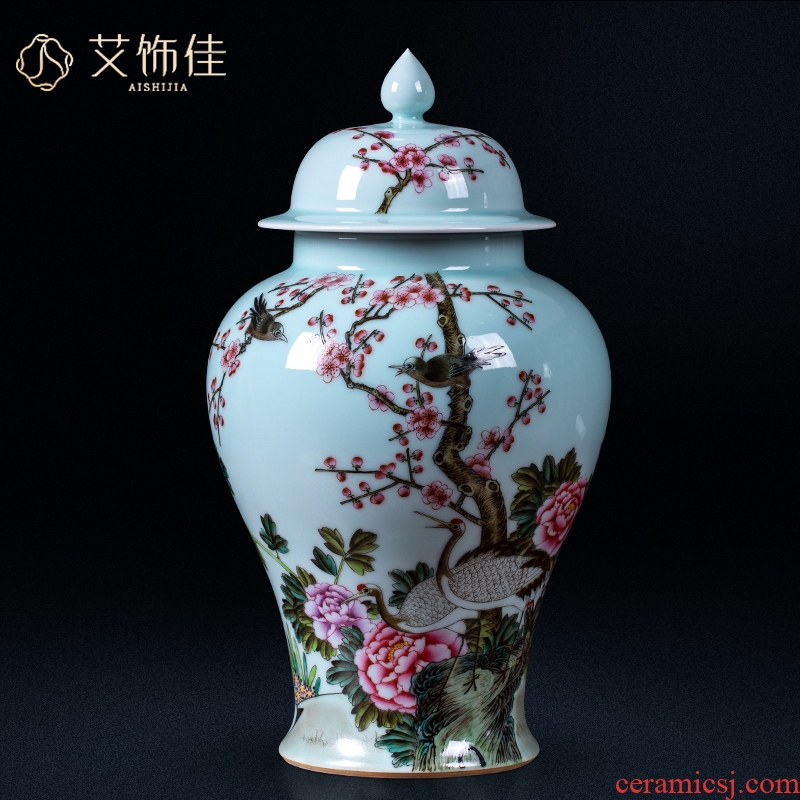Jingdezhen ceramics archaize general tank enamel storage tank of the sitting room of Chinese style household wine TV ark, adornment