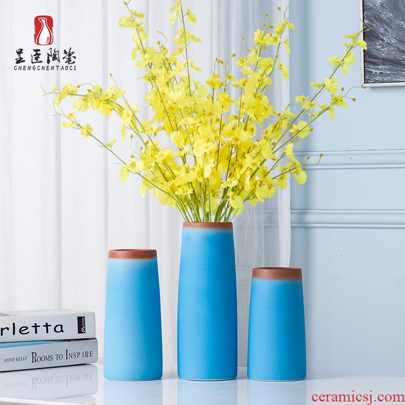 Jingdezhen boreal Europe style furnishing articles contracted wind blue vase sitting room tea table desktop flower vase vase