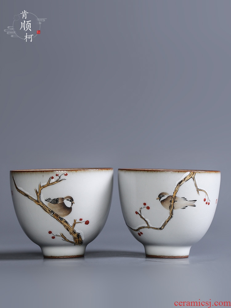 Your up hand - made riches and honour bird cup masters cup pure manual jingdezhen sample tea cup single glass ceramic kung fu tea set