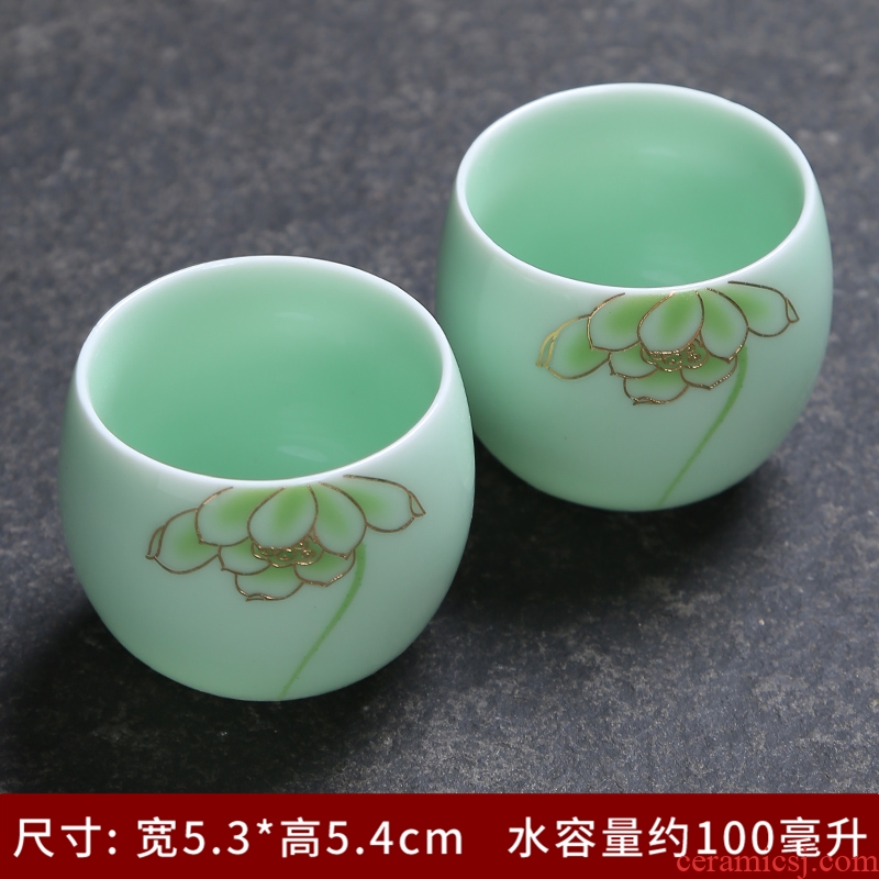 The Simplicity of a complete set of tea cups celadon single cup suit household kung fu tea set ceramic lid bowl) group