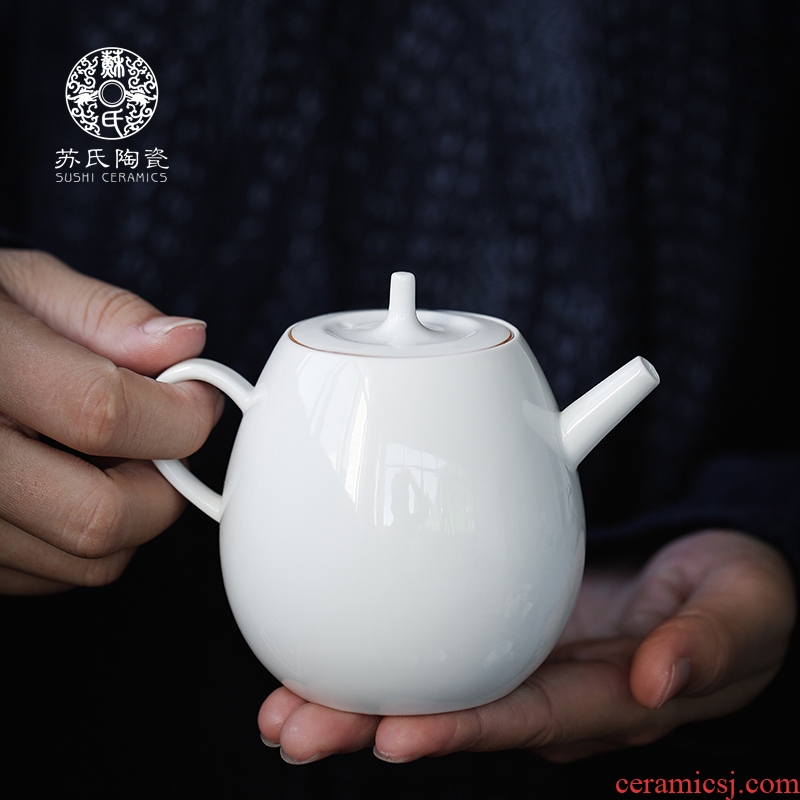 Su ceramic ceramic teapot single pot of sweet white porcelain household contracted teapot kung fu tea kettle filtering holes