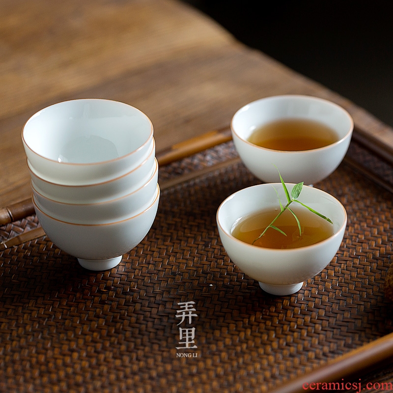 Jingdezhen sweet white porcelain cups cup kunfu tea master sample tea cup cup pure checking ceramic tea cup lamp