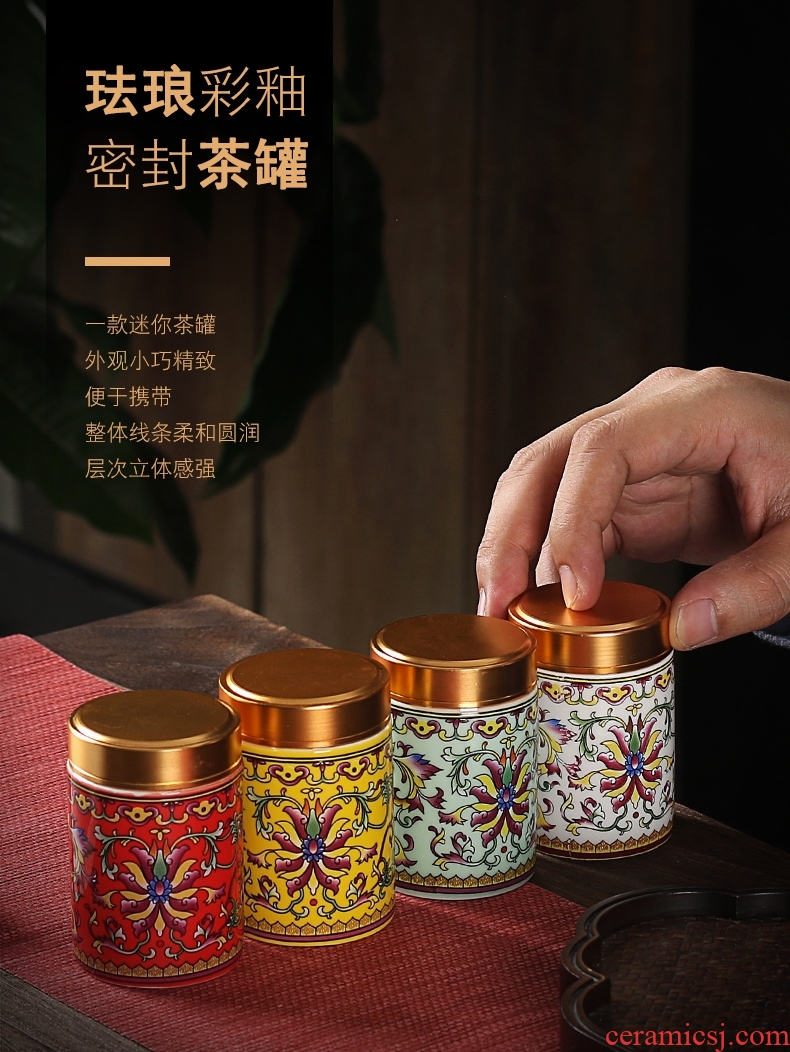 Ceramic tea pot seal pot small portable caddy fixings receives travel POTS sealed empty tins caddy fixings