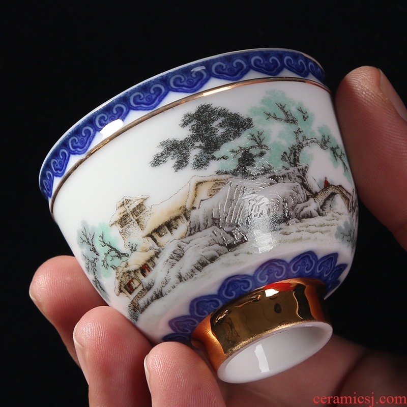 Jingdezhen ceramic silver cup silver 999 authentic kung fu tea tea set, perfectly playable cup large - sized mine loader silver sample tea cup