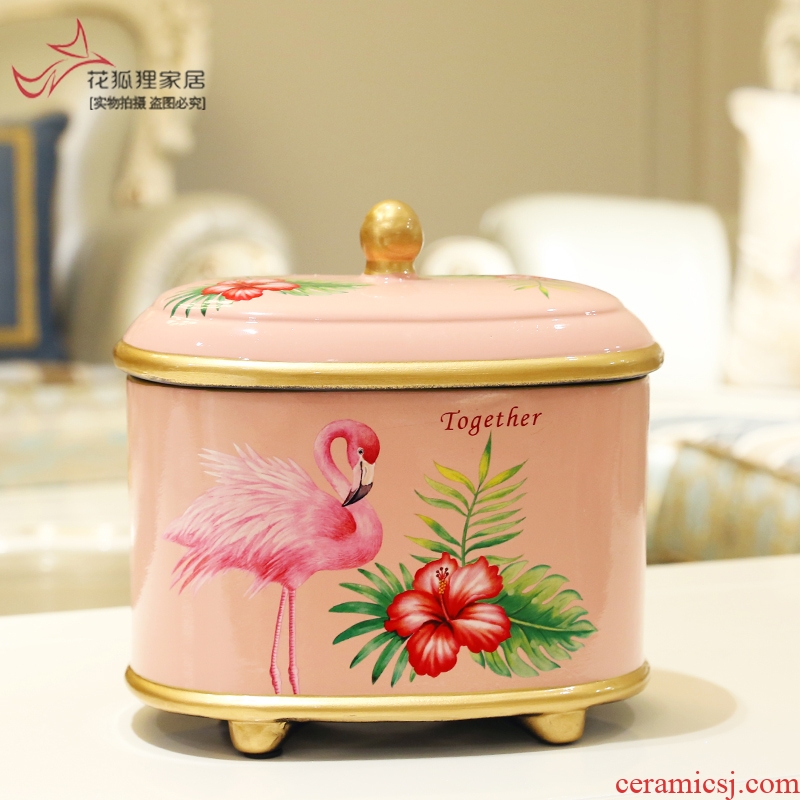 Creative ceramic tank storage tank furnishing articles with cover home sitting room tea table candy jar household adornment caddy fixings as cans