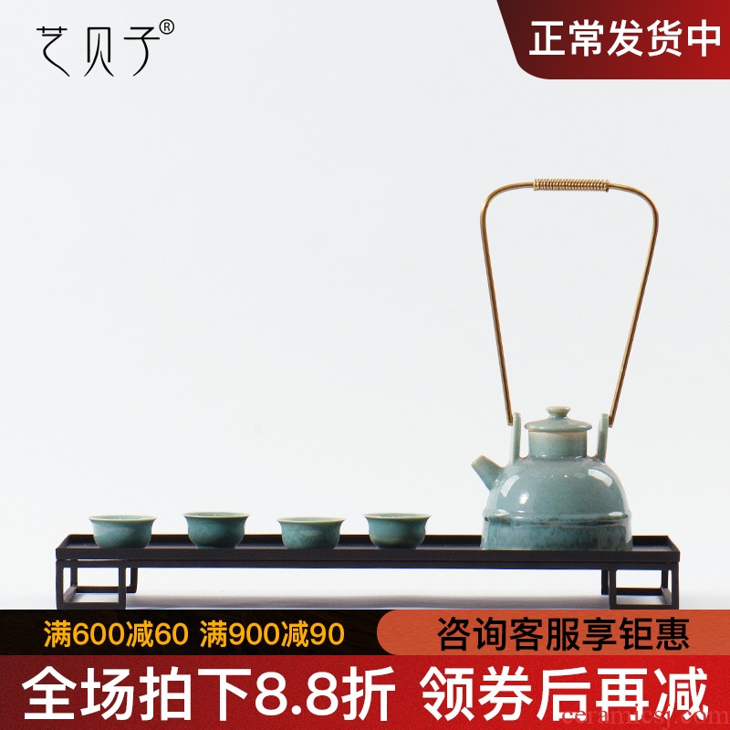 Zen tea room art BeiZi new Chinese style ceramic teapot decorations soft outfit sample room metal art furnishing articles
