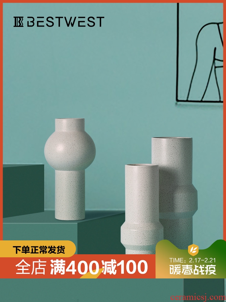 BEST WEST creative ceramic vase furnishing articles of I and contracted sitting room wine dry flower vases, soft adornment