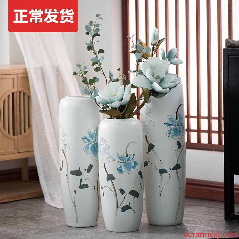 Jingdezhen ground vase large - sized ceramic porch Chinese style is I and contracted dry flower arranging flowers floral furnishing articles big living room