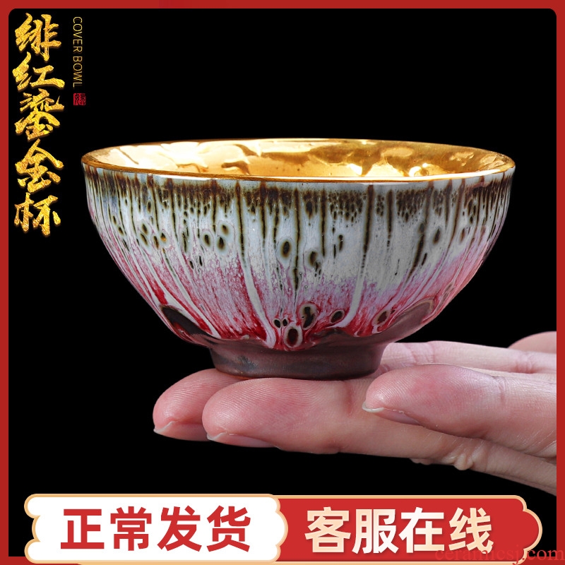 Lai Xinkui up cup tea 24 k gold, pure manual building ceramic masters cup tea sample tea cup large