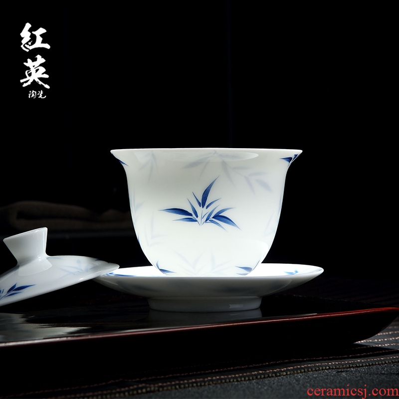 Only three white porcelain of jingdezhen ceramics tureen kung fu tea cups suit thin foetus hand - made porcelain tea bowl by hand