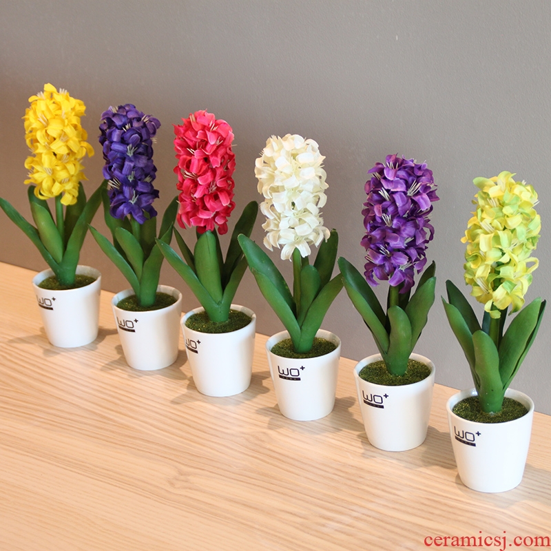 The Send + simulation flowers, ceramic vase with false hyacinth furnishing articles suit home decoration decorative bonsai pot