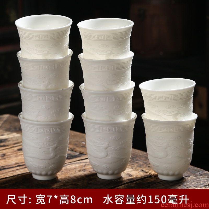 Household ceramic cups master of kung fu tea cups sample tea cup individual cup built suet jade white porcelain tea set accessories