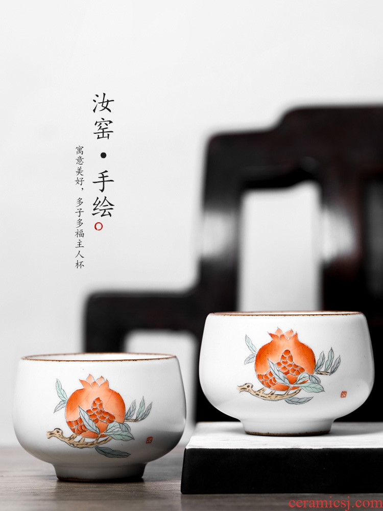 Jingdezhen ceramic sample tea cup master cup "women 's singles a cup hand - made pomegranate kung fu tea cup pure manual your up tea sets