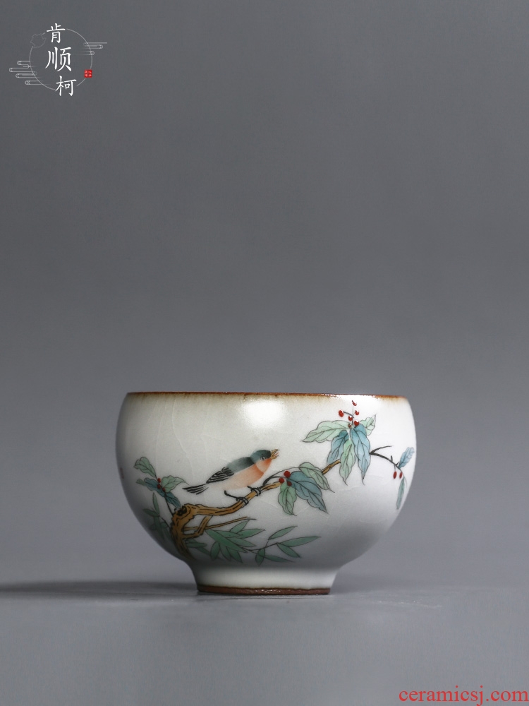 Cup your up jingdezhen hand - made painting of flowers and birds on the master Cup tea pure manual kunfu tea Cup small sample tea Cup