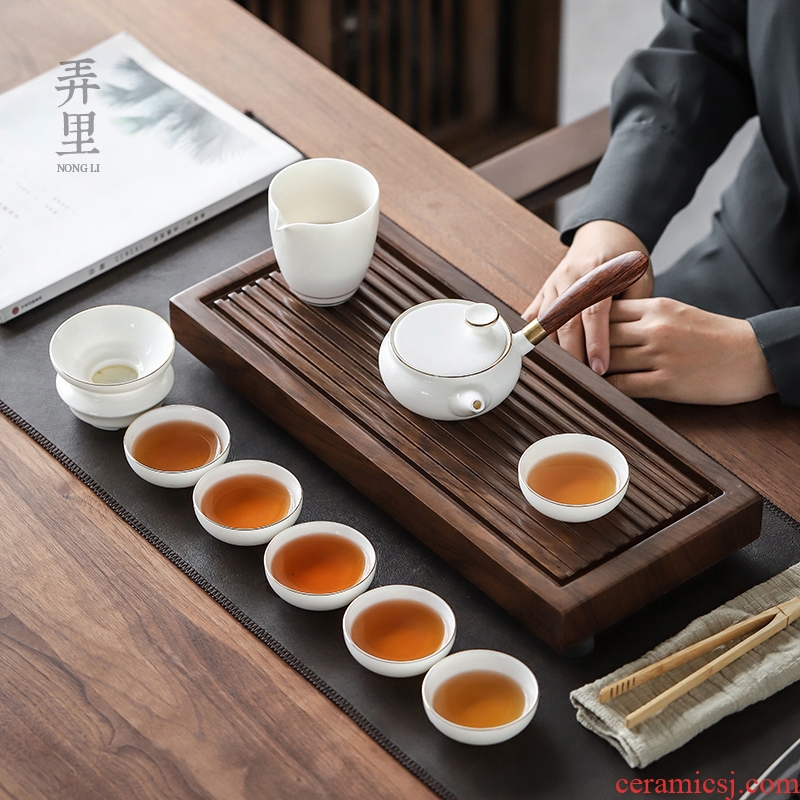 The Get | Japanese kung fu tea set in white porcelain ceramic sharply Shi Gan plate tea table contracted home office