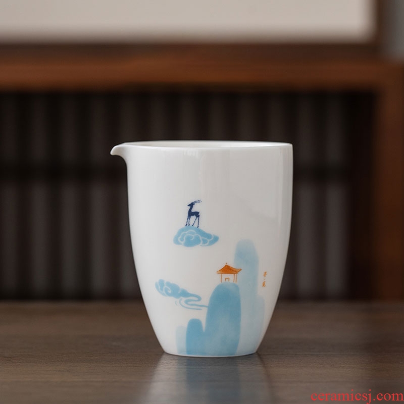 A deer of nine colors white porcelain jingdezhen ceramic antique Japanese tea and fair keller cup points kungfu tea cups of tea