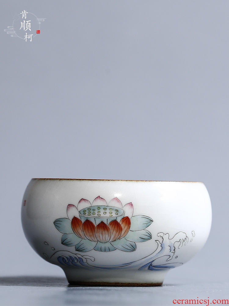 Jingdezhen hand - made teacup master cup single cup size your up lotus open the slice sample tea cup tea tea set for