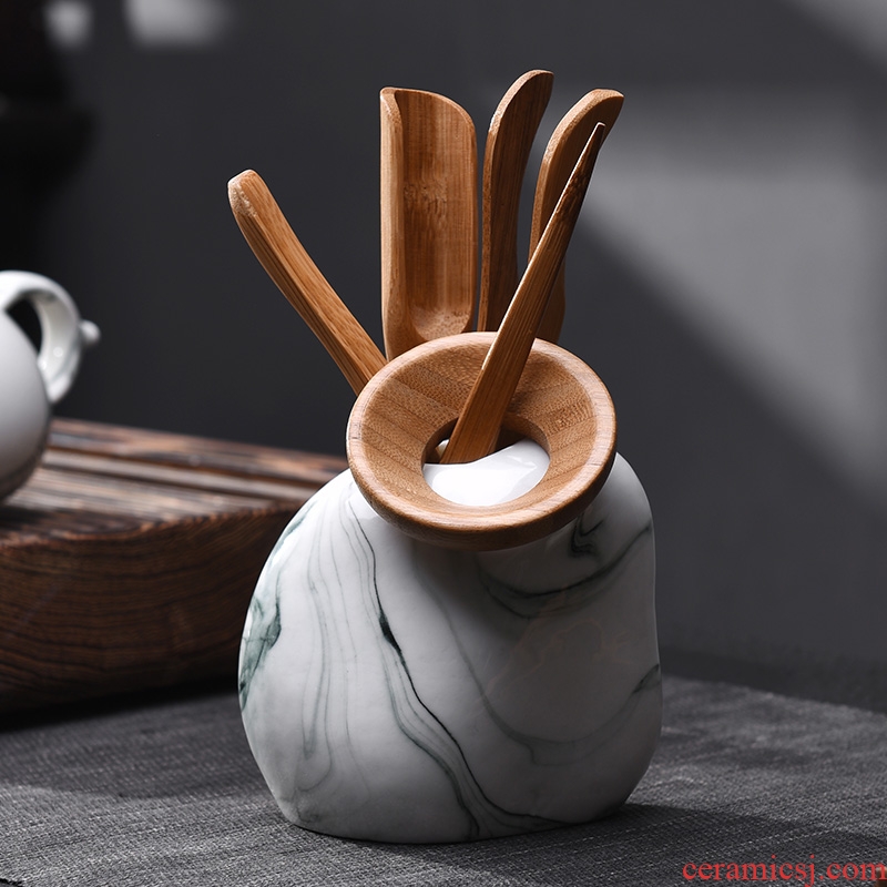 Laugh wind ink ceramic tea set accessories creative tea six gentleman ChaZhen spoon tea shovel ChaGa combination
