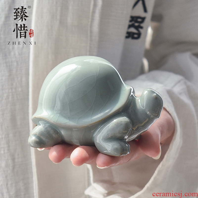 Become precious little elder brother up with ceramic pet tortoise tea tea taking furnishing articles with parts kung fu tea set home tea play parts by hand