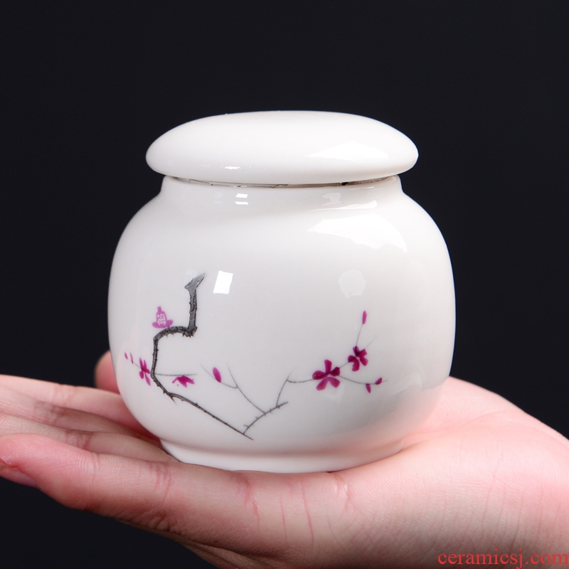 Pocket travel small white porcelain ceramics pu 'er tea pot seal wake kung fu can save POTS of tea box of plasters