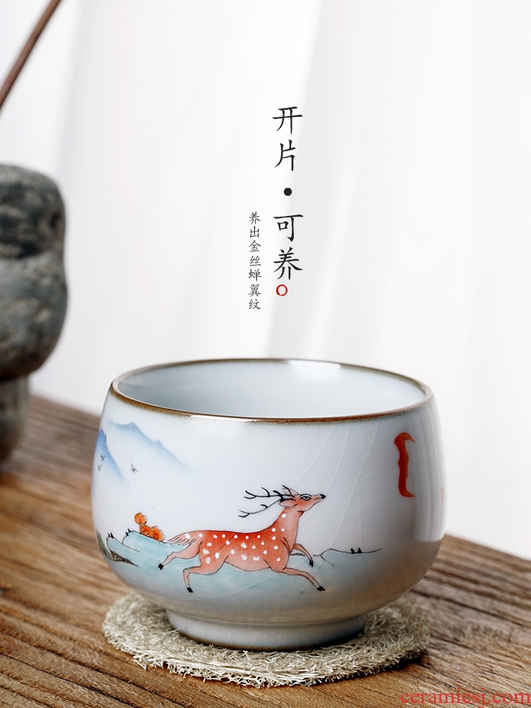 The Master cup single CPU jingdezhen female deer hand - made teacup kung fu ceramic sample tea cup your up with pure manual high - end tea sets