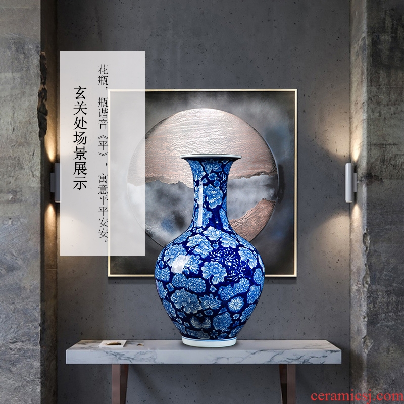 Jingdezhen ceramics vase furnishing articles antique Chinese blue and white porcelain vase sitting room porch decorate household furnishing articles