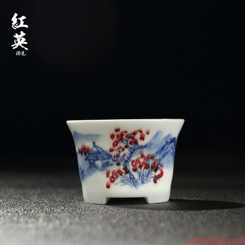 Hongying ceramics jingdezhen porcelain youligong kung fu tea set master cup single CPU hand - made thin foetus sample tea cup