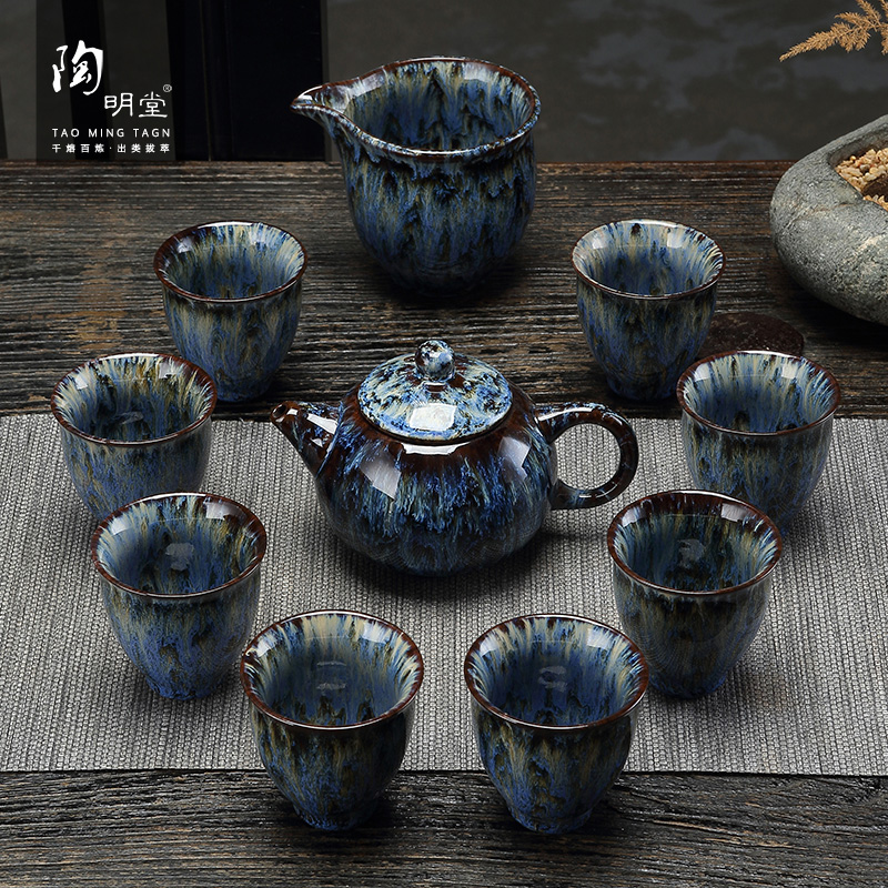 TaoMingTang built red glaze, kung fu tea sets ceramic household tea Japanese teacup masterpieces of a complete set of the teapot