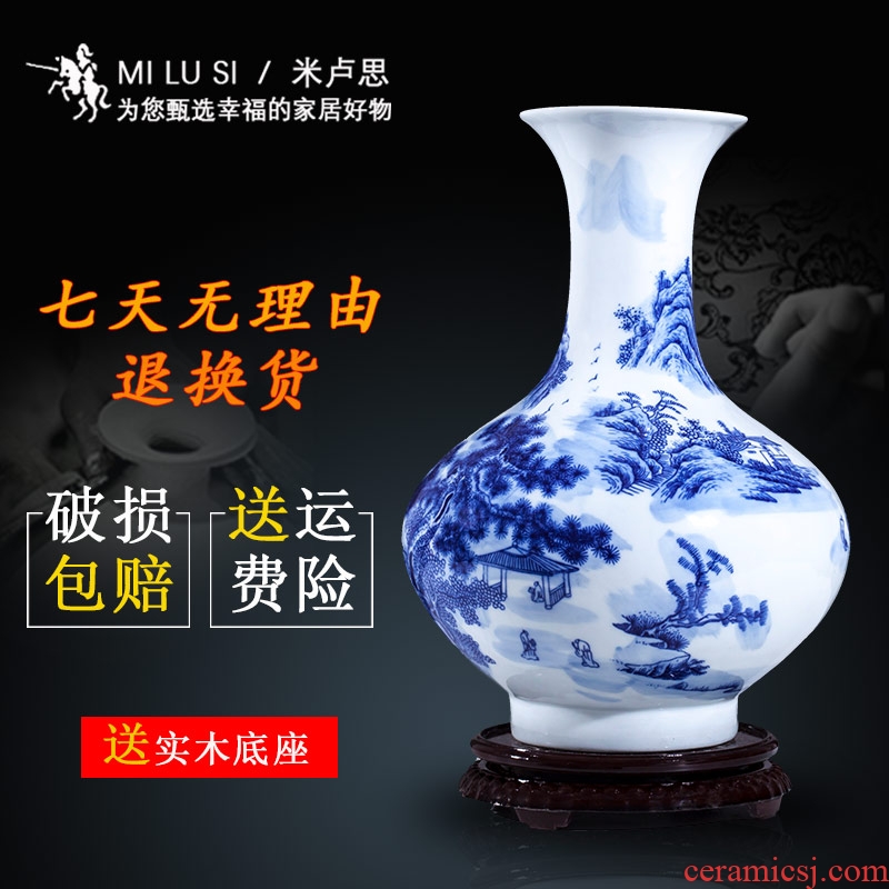 Jingdezhen ceramics furnishing articles sitting room flower vase hand - made scenery of TV ark, adornment of Chinese style household furnishing articles