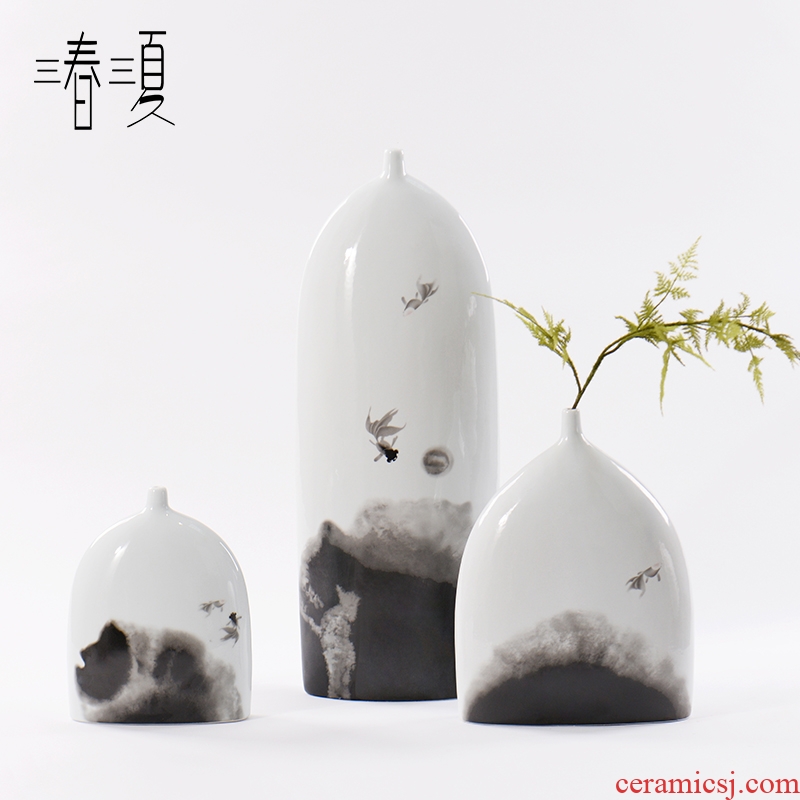 New Chinese style table zen hotel dry flower vase furnishing articles sitting room porch for Japanese flower exchanger with the ceramics sector