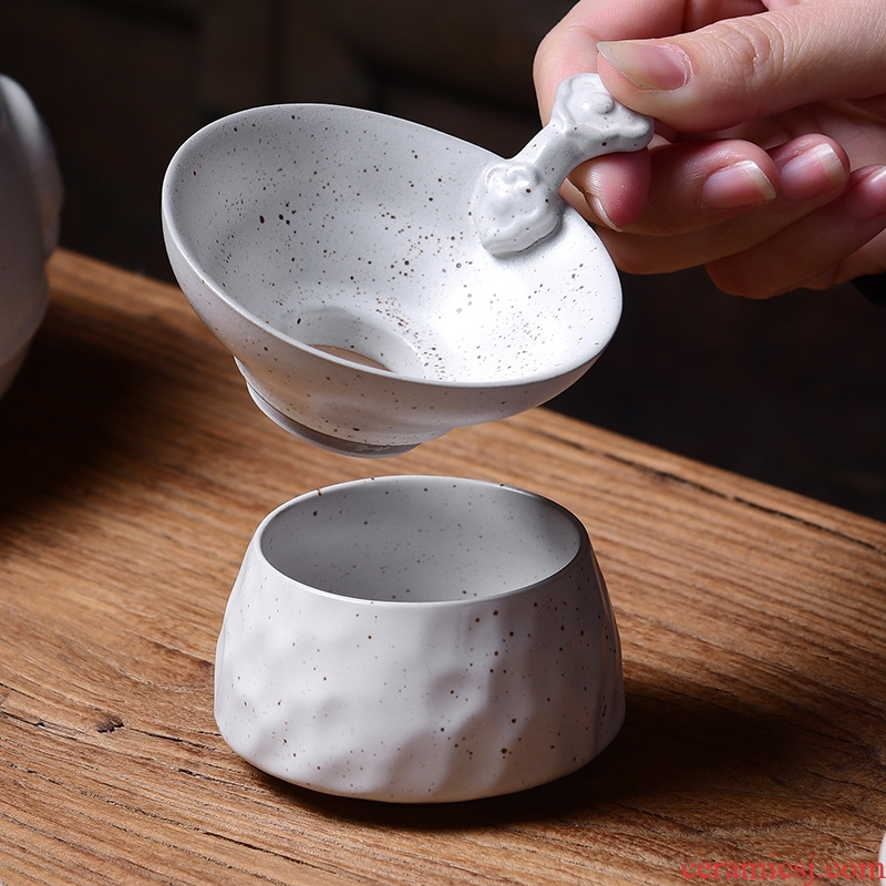 Laugh, creative ceramic kung fu tea set) household net is Japanese tea strainer) combination