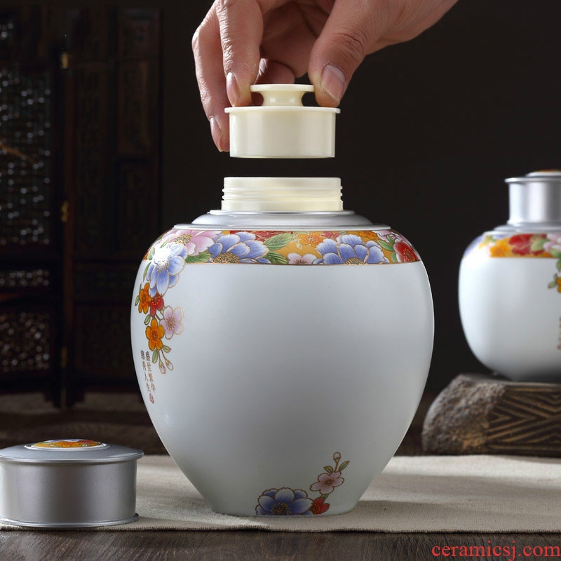 Small ceramic tea jars of child containers of tea tea box pu 'er tea kungfu tea set seal storage tank